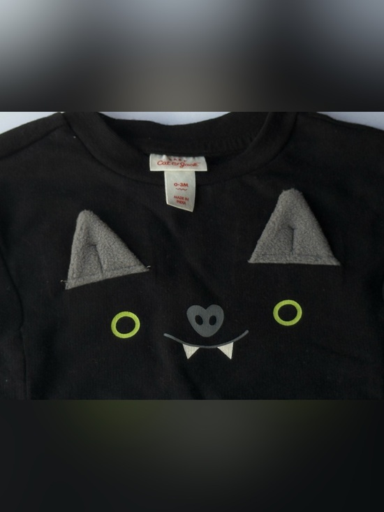 Cat & Jack Other - Cat & Jack Black Baby One-Piece Bodysuit with Gray Ears and Green Eyes